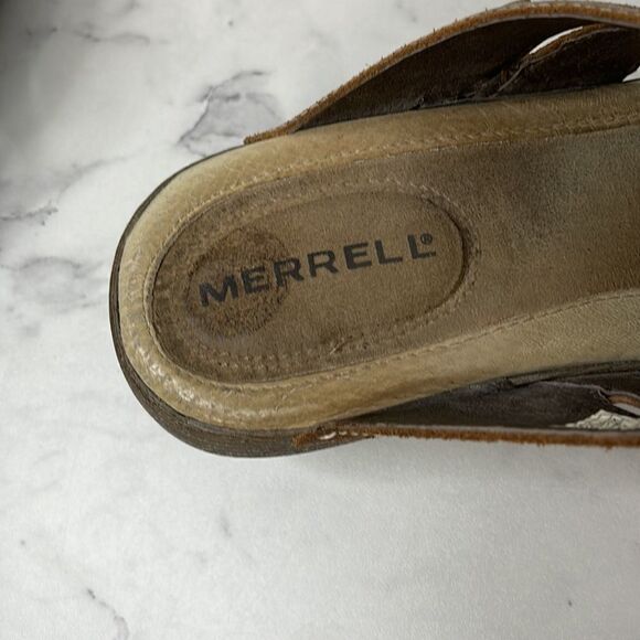 Merrell Luxe Slide Mink Leather Sandals 8 - Picture 5 of 7